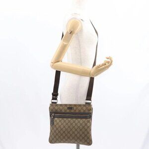 GUCCI GG Supreme Shoulder Bag PVC Beige Gold 295257 Auth ka601